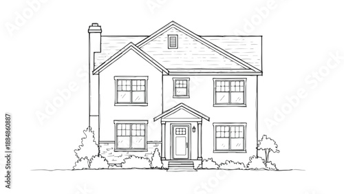 Simple two story suburban family home facade