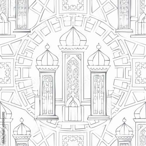 Flat outline moroccan seamless pattern vector