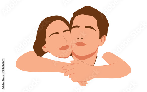 A cartoon illustration of a man and woman embracing each other with love and affection.