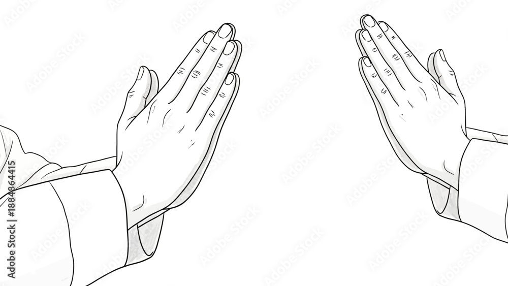 Obraz premium Hands in Prayer Position Illustration.
