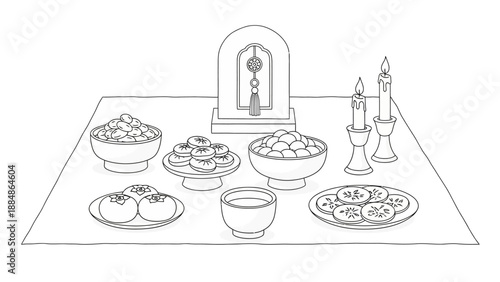 Traditional Jewish Shabbat Dinner Table Setting.