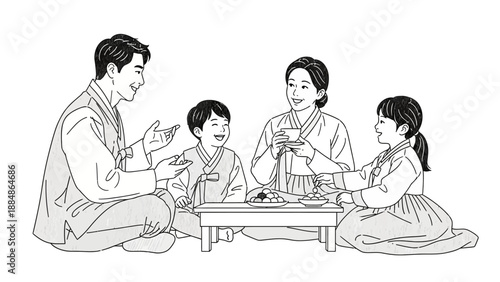 Family Playing Board Game Together Sitting.