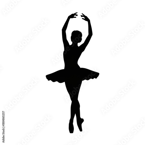 Silhouette of female ballet dancer posing Isolated On Transparent Background.