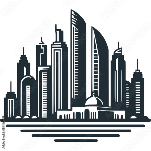 Abu Dhabi Skyline Icon Vector