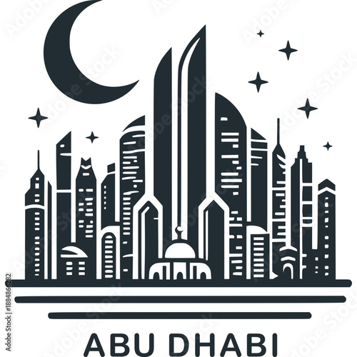 Abu Dhabi Skyline Icon Vector