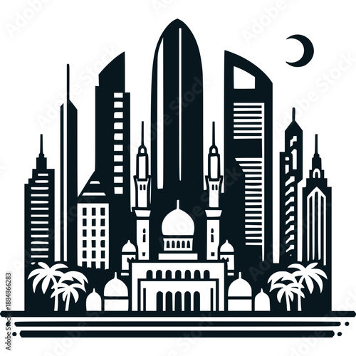 Abu Dhabi Skyline Icon Vector