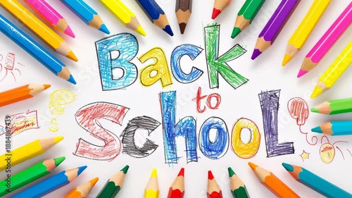 Animated back to school doodle with colorful pencils
