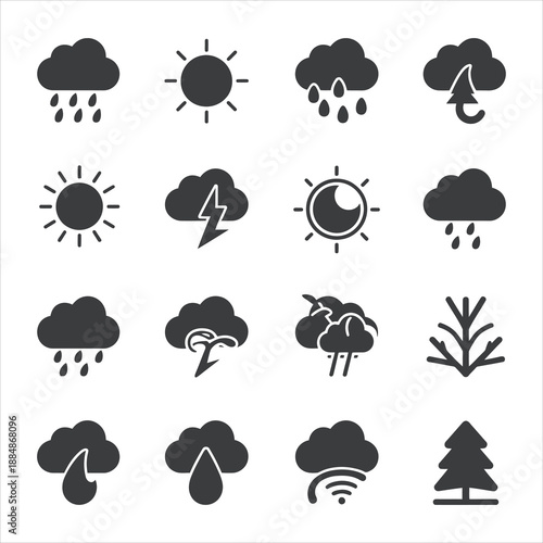 Weather Forecast and Meteorological Icon Set