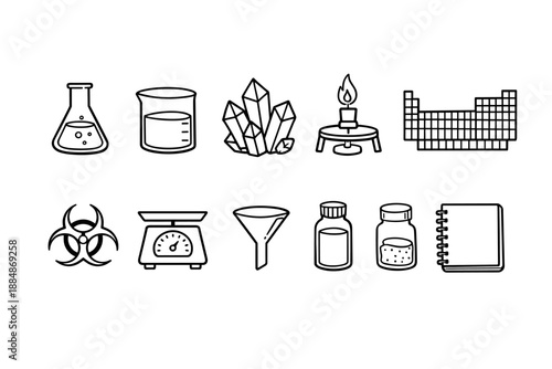Chemistry line icon set. Laboratory, equipment, experiment icons outline collection