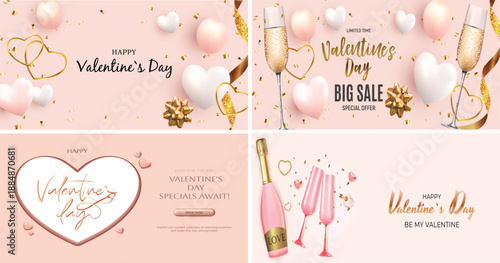 Elegant Valentines Day Sale Banner Set