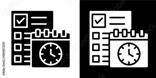 Daily Task Flow Icon Set White Glyph Style Collection