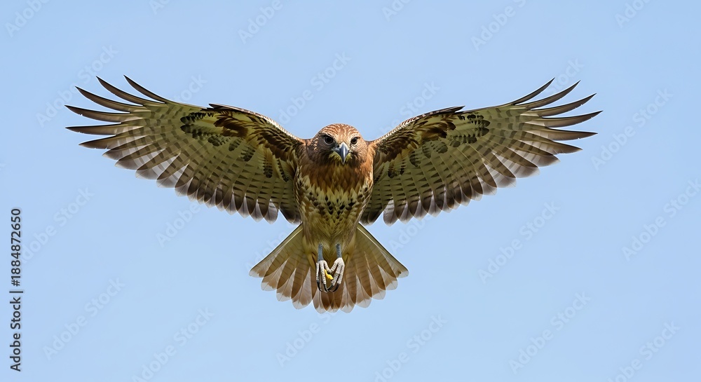 Fototapeta premium Majestic Hawk Soaring Through the Sky with Wings Spread.