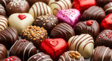 Assorted heart-shaped chocolates, colorful sweets, Valentine's Day treats, dessert