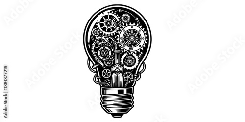 Innovation Light Bulb with Gear Mechanism Inside for Technical Ideas Vector