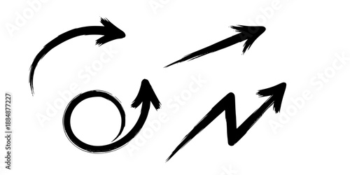 Hand Drawn Directional Arrows Set Brush Stroke Style for Design Elements Vector
