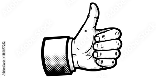 Thumbs Up Hand Gesture for Social Media Like and Approval Vector