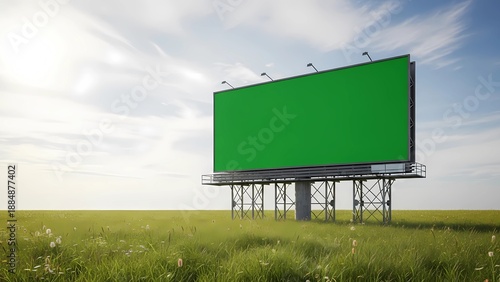 Wallpaper Mural Sustainable Outdoor Media Mockup with Green Chroma Key Billboard in Natural Meadow Torontodigital.ca