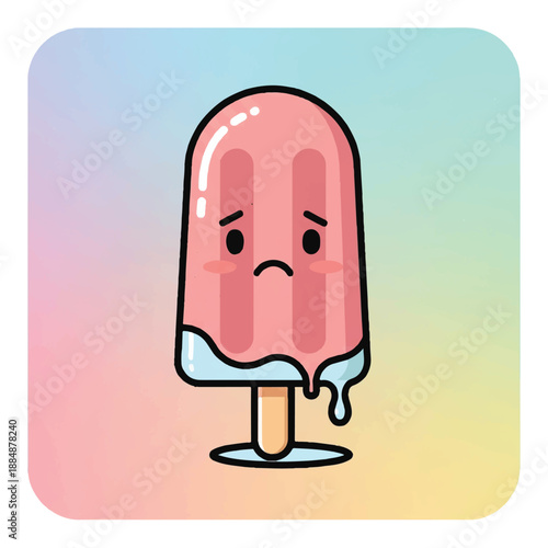 Cartoon Popsicle with Angry Facial Expression.