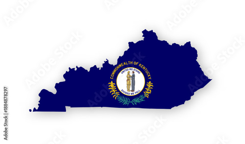 Kentucky flag map poster. US state pride wall decor artwork. Patriotic printable digital art. Detailed vector illustration