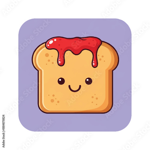 Smiling Toast with Strawberry Jam Illustration.