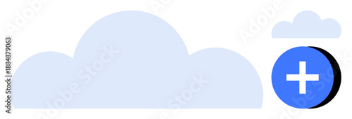 Cloud storage concept. Cloud symbol data storage. Addition icon indicating storage expansion and cloud services. Perfect for technology, data, computing, backup, digital use