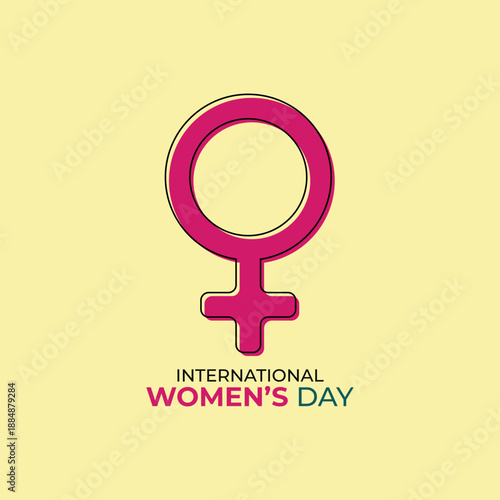 International Women’s Day Typography with Female Gender Symbol Vector