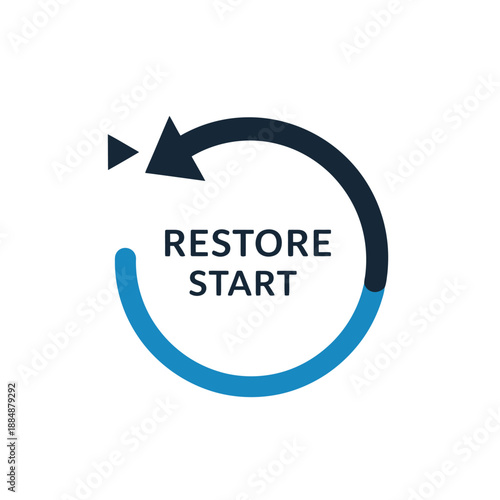 Circular Arrow Symbol with Restore Start Text.