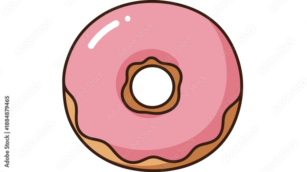 Fototapeta premium Sweet Pink Frosted Donut Illustration Isolated on White Background for Bakery Design