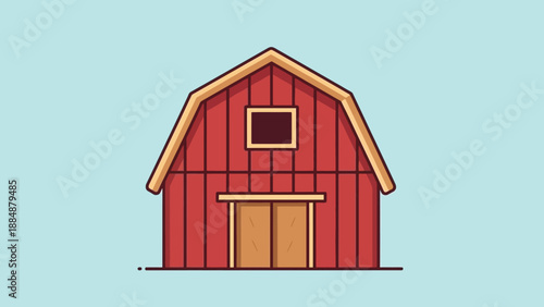 Red Barn with Double Doors and Window - Rustic Farm Building Illustration