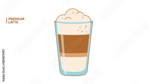 Perfectly layered latte illustration showcasing a delicious frothy coffee beverage