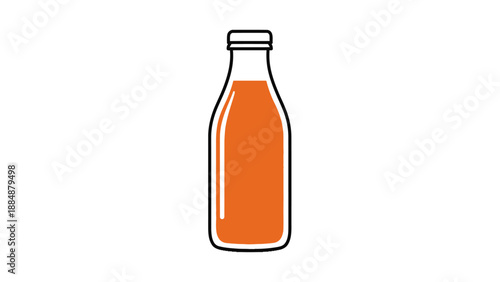 Orange juice in a glass bottle vector illustration