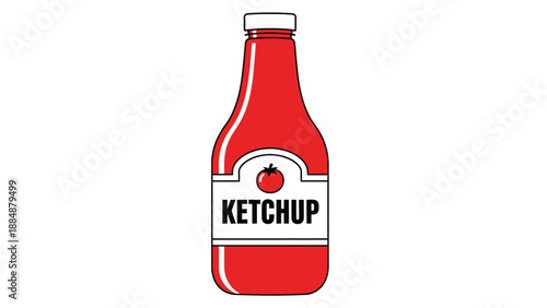 Vibrant Illustration of a Classic Ketchup Bottle, Perfect for Culinary Designs