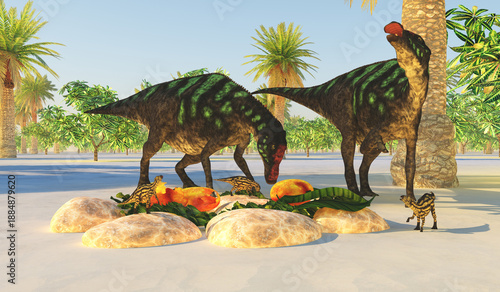 Maiasaura Good Mother Dinosaur - Maiasaura was a duck-billed herbivorous dinosaur that lived in Montana, United States in the Cretaceous Era.