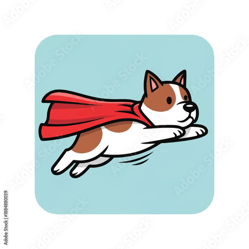 Cartoon Dog Flying with Red Cape 1.