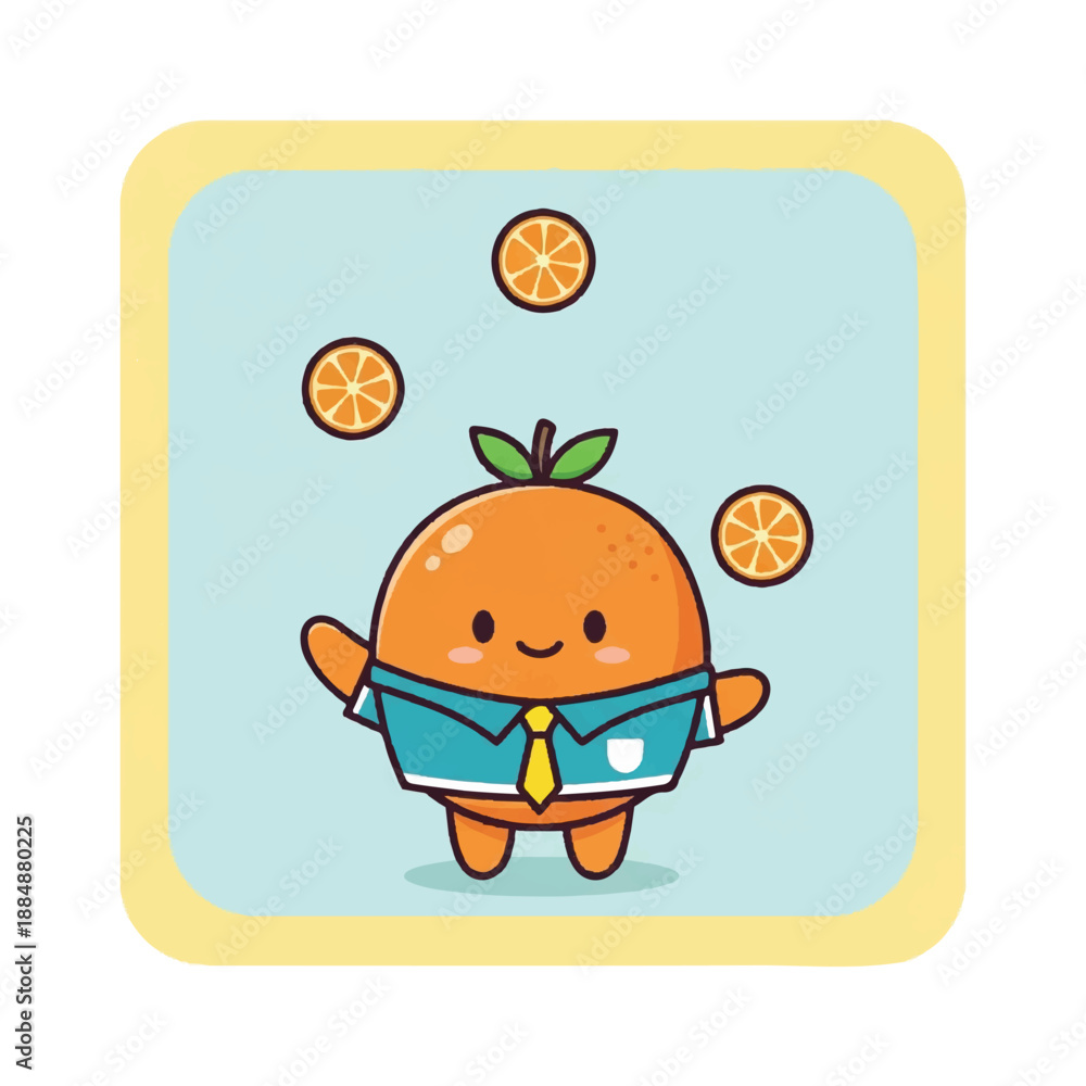 Fototapeta premium Cartoon Orange Character Wearing Business Attire.