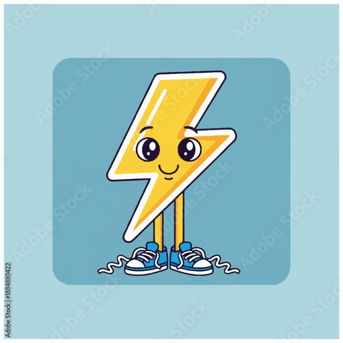Cartoon Lightning Bolt Character Wearing Sneakers.