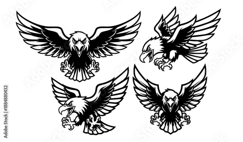 Fierce Garuda eagle mascot logo vector set