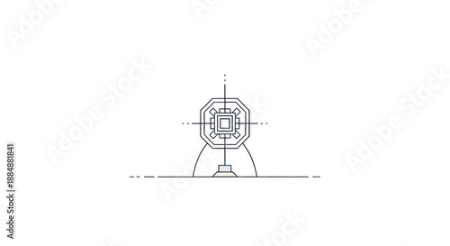 Architectural drawing of an octagonal structure with intricate geometric detailing and supporting base.
