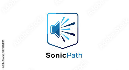 Blue Megaphone Logo Design Element.