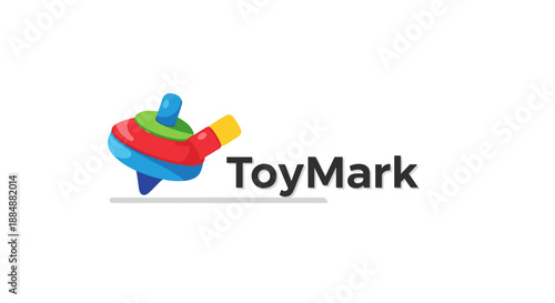 Colorful Spinning Top Toy Logo Design.