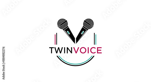 Twin Microphones Logo Design Concept.