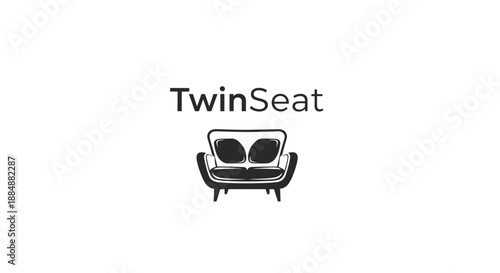 TwinSeat Sofa Furniture Design Illustration Logo.
