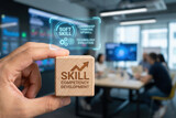 Skill development future learning digital upskilling concept skill competency development idea in modern office showing teamwork and focus on growth mindset Upskilling for future skills