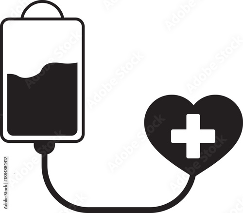 Blood Donation Bag and Heart Icon