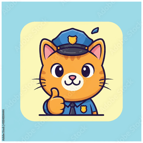 Cartoon Cat Police Officer Character Design.