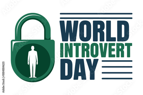 A graphic design celebrating World Introvert Day with a padlock and a silhouette of a person