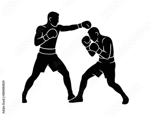 Boxing Athlete Throwing a Long Reach Jab Punch Silhouette
