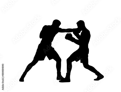 Dynamic Boxing Fight Action Silhouette with Heavy Punch
