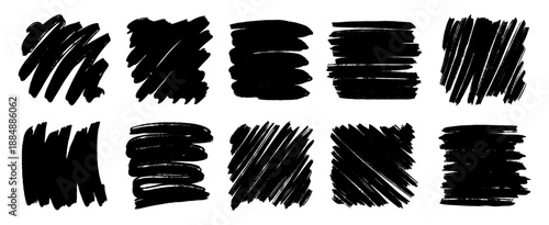 Set of black ink stain grunge brush strokes vector collection. Abstract grunge dirty texture graphic element design. Hand drawn paintbrush splash.