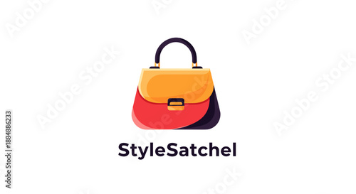 Colorful Handbag with Black Handle Illustration.